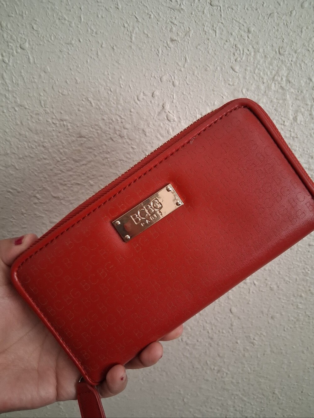BCBG Long Red Zipper Wallet